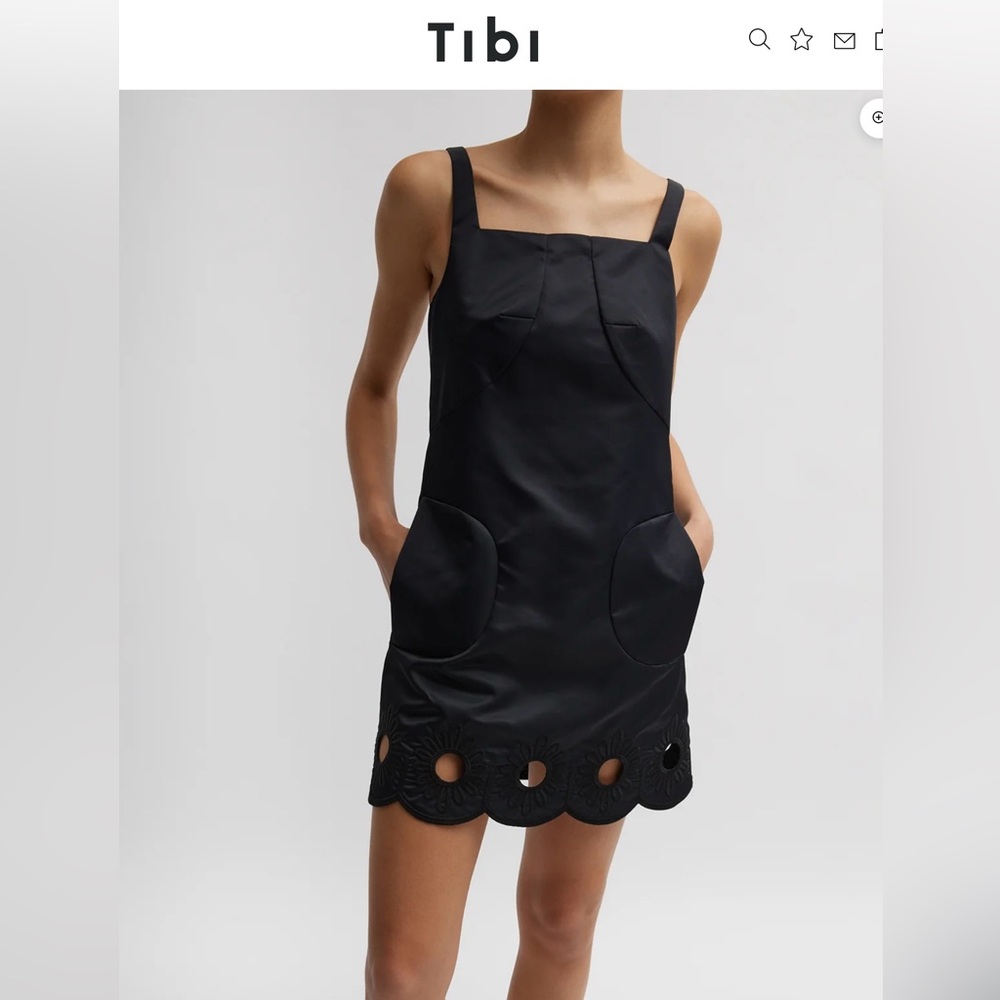 Tibi Black Sleeveless Square Neck Mini Dress
